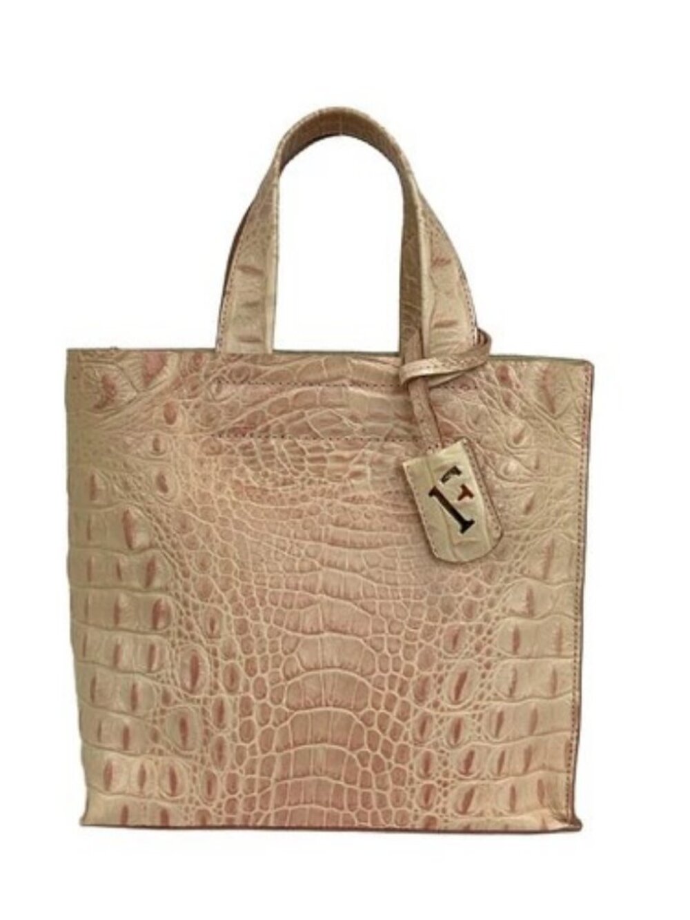 FURLA Cream Pink Leather Tote Bag